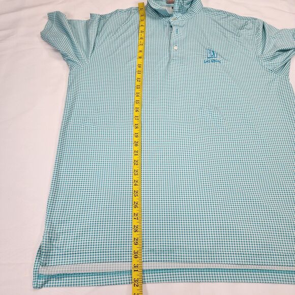 Peter Millar Summer Comfort Men's Green White Check Polo TPC Las Vegas Size L - Picture 8 of 12